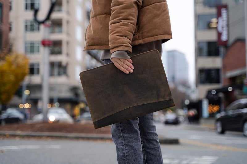 KomalC Leather Business Portfolio with Luxury Pen Business Personal Organiser Folder Full Grain Leather padfolio by (Buffalo Distressed Tan) - Image 4